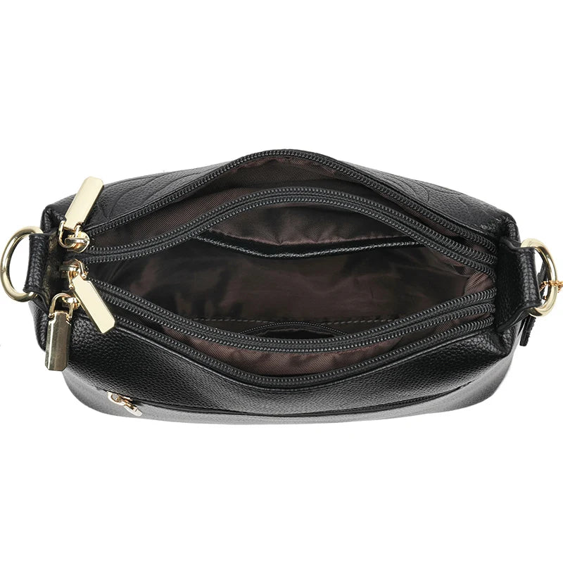 New Solid Genuine Leather Handbag Designer Top Handle Bag Large Capacity Women Messenger Shoulder Bags Luxury Cowhide Female Sac