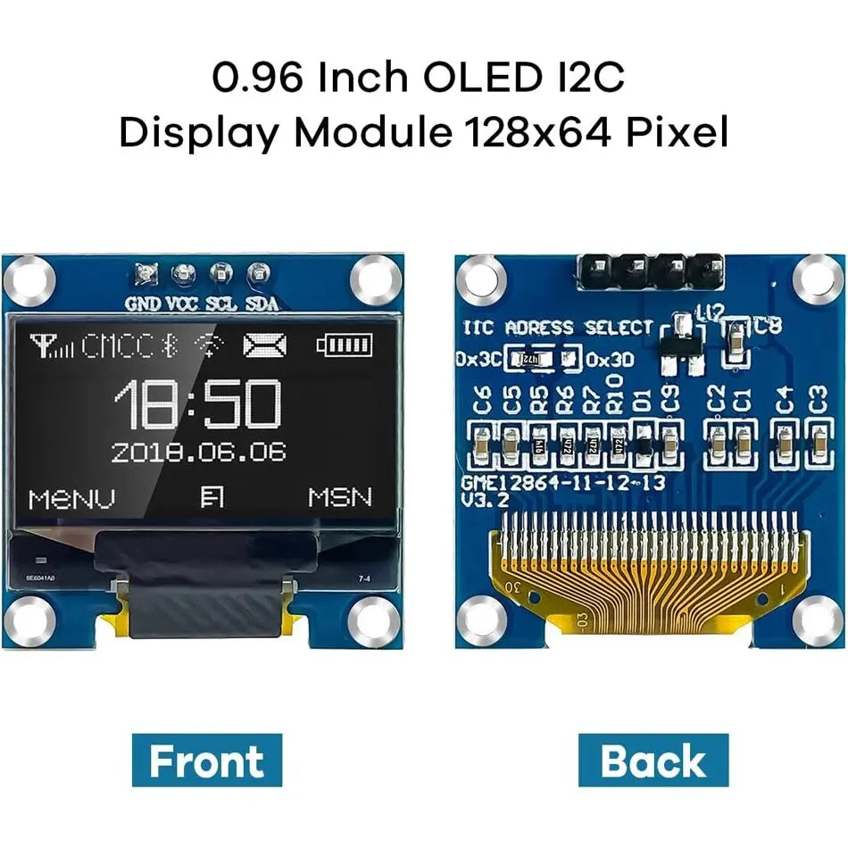Módulo de pantalla OLED de 0,96 pulgadas, I2C IIC, 128x64, SS-D-1306, 3,3 V-5 V, azul/azul, amarillo/blanco, para Arduino, ESP32 y ESP8266