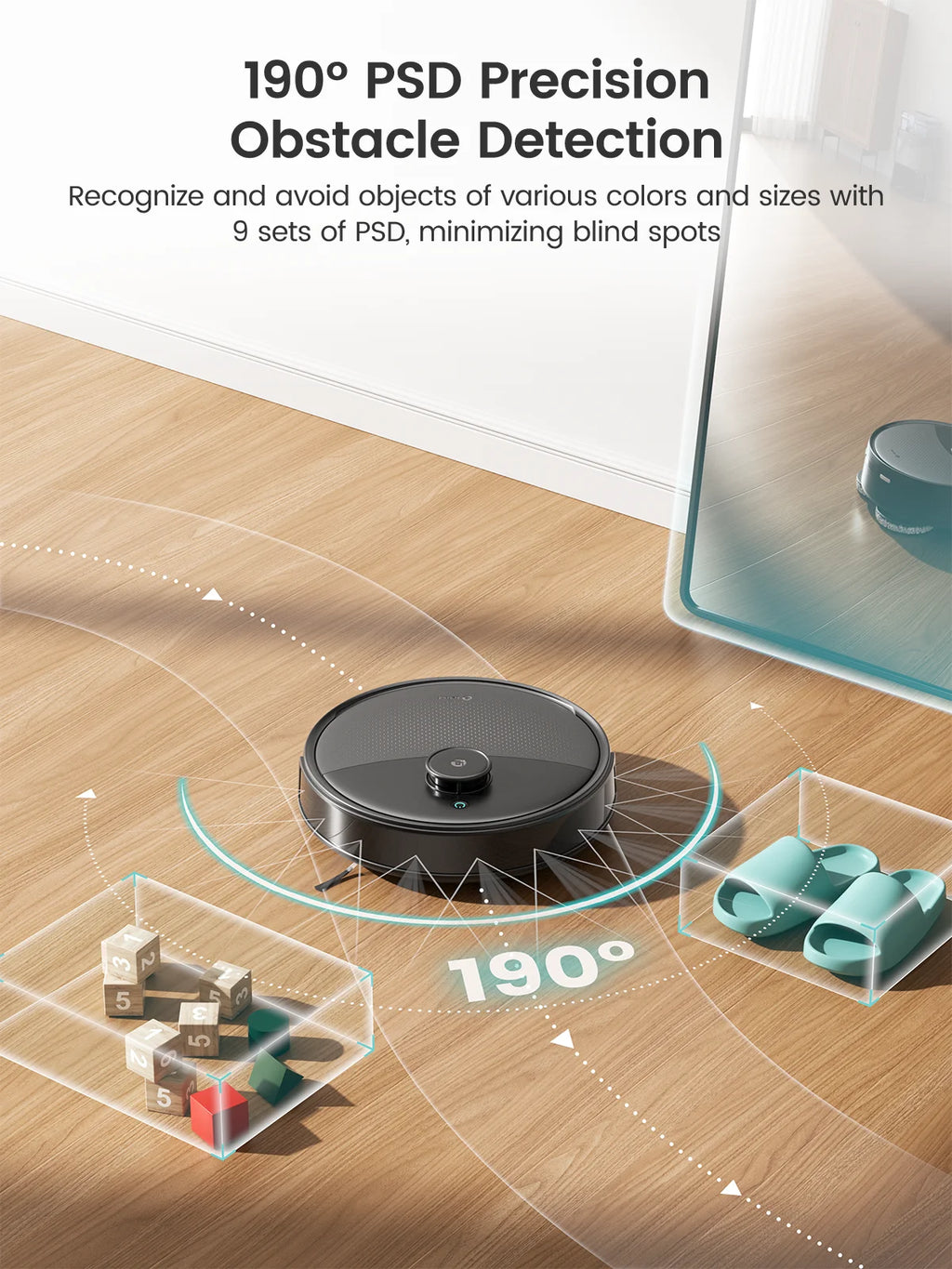 Aspirateur robot Lefant M3 Max avec fonction de balayage, 20 000 Pa, navigation LiDAR, idéal pour les poils d’animaux, les cheveux et la poussière