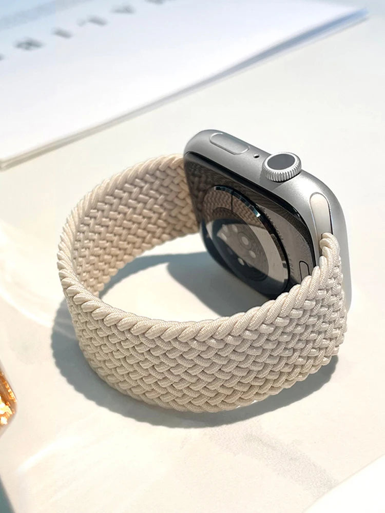 Braided Solo Loop Strap For Apple Watch Bands 46mm 44mm 40mm 45mm 41mm 42mm Correa Bracelet iWatch Series 12 11 10 9 SE 8 7 6 5