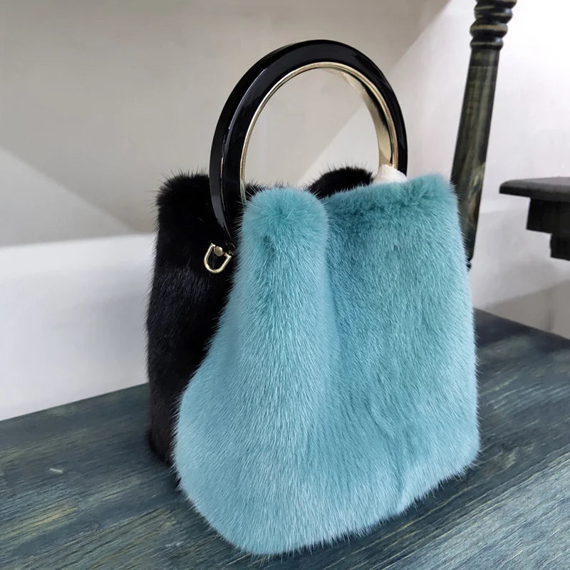 Luxury Designer Handbags Bag Mink Fur Bags for Women Square Bag Shoulder Bags Woman Luxury 2026 Ladies Hand Bag Women's Bag