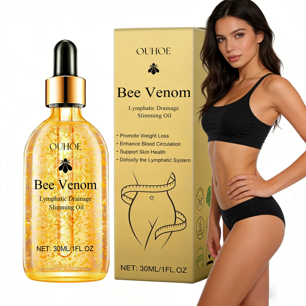 Aceite adelgazante con veneno de abeja para drenaje linfático, pérdida de peso, reafirmación y tonificación corporal, hidratación, quema de grasa y masaje anticelulítico