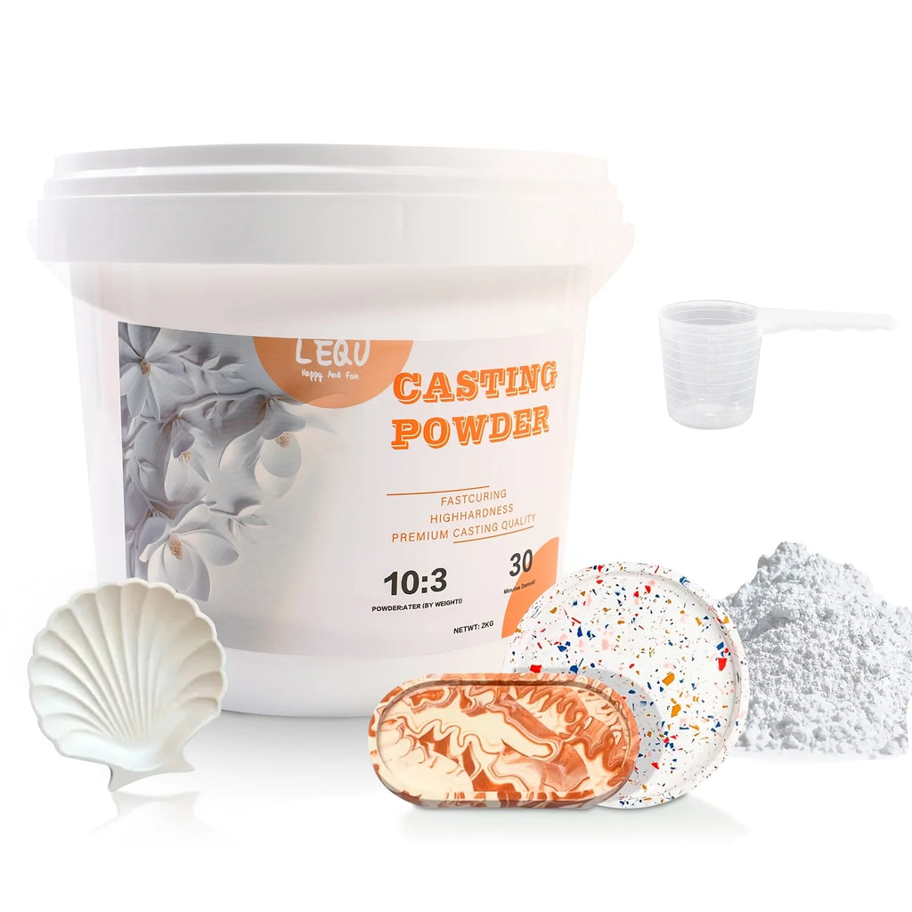 2000g Bucket Resin Casting Powder, Fast Curing Resin Casting Kit Suitable for Beginners, 20-30 Minutes Demoulding, Easy to Mix Hydroactive Gypsum Molding Powder for Handmade Sculpture DIY Home Art
