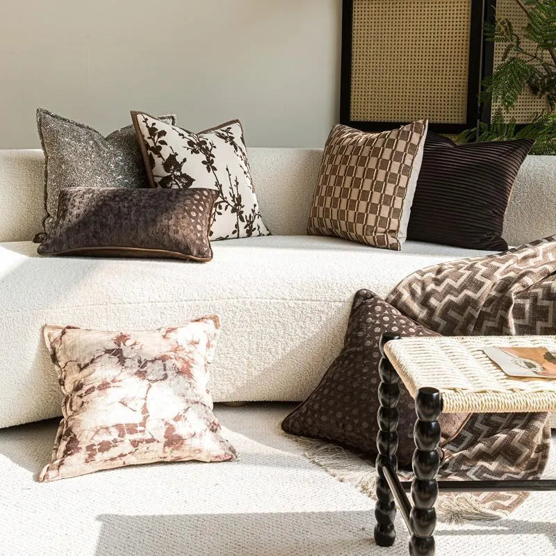 Luxuriöser Kissenbezug 30 × 50 / 45 × 45 cm mit Zweigmuster – maillardbrauner Kissenbezug für Zuhause, Hotel, Bett, Wohnzimmer und Sofa