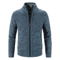 Autumn Winter New Men Trendy Knitted Cardigan Fleece Zipper Sweater Men's Warm Coat Stand-up Collar Solid Color Sweater Cardigan