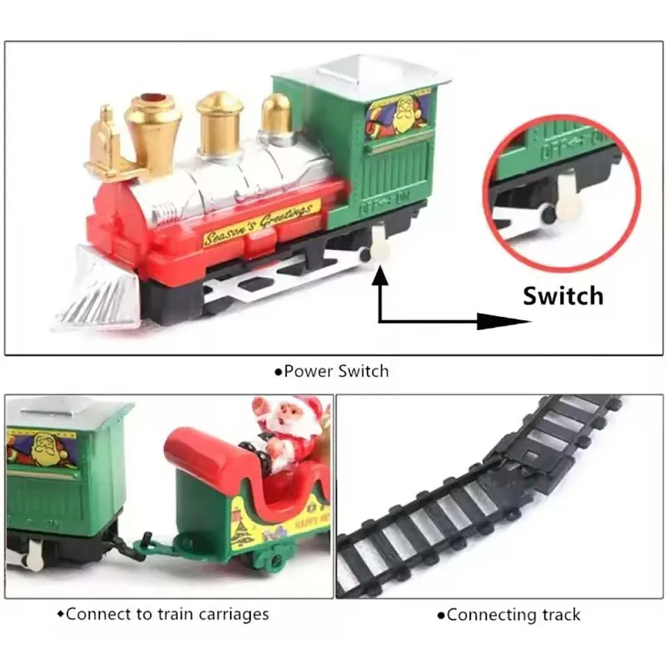 Train de Noël électrique, décoration pour sapin de Noël, circuit ferroviaire avec sons et lumières, train jouet, cadeau de Noël
