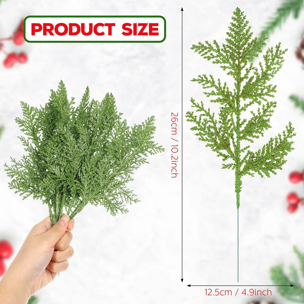 Christmas Decoration Glitter Branches and Berries Artificial Flower Bouquet, Christmas Tree Ornaments for the Home, New Year 2025 Navidad