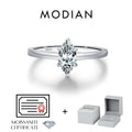 Anillo MODIAN D Color con moissanita romboidal talla marquesa, plata de ley 925, lujo, para mujer, boda, joyería fina y regalos