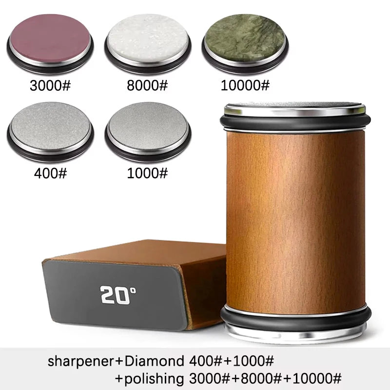 Afilador de cuchillos Niiruo con rodillo, piedra de afilar de diamante de doble cara y ángulo magnético de 15°/20° para cocina
