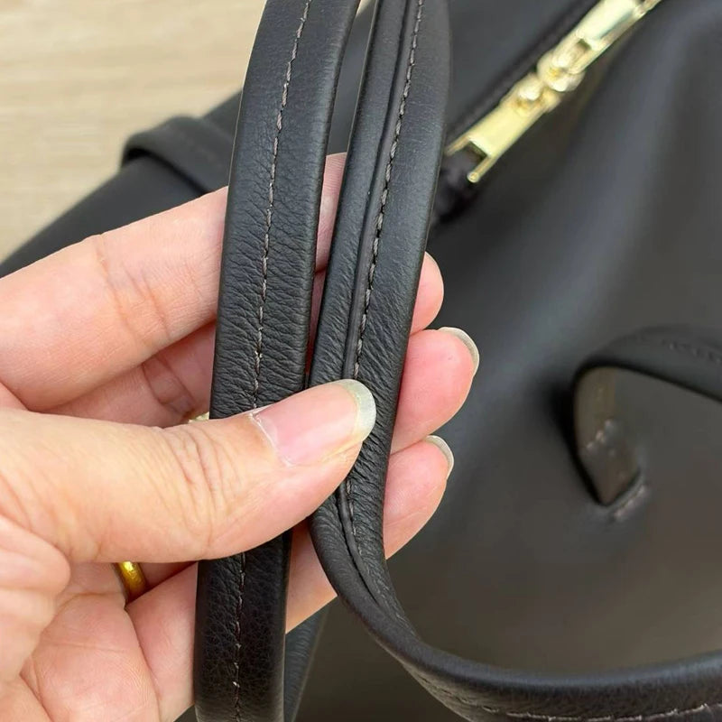 Customize Initials Leather Bowling Bags For Women Luxury Designer Handbag Purse 2026 New In Cowhide Top Handle Underarm Shoulder