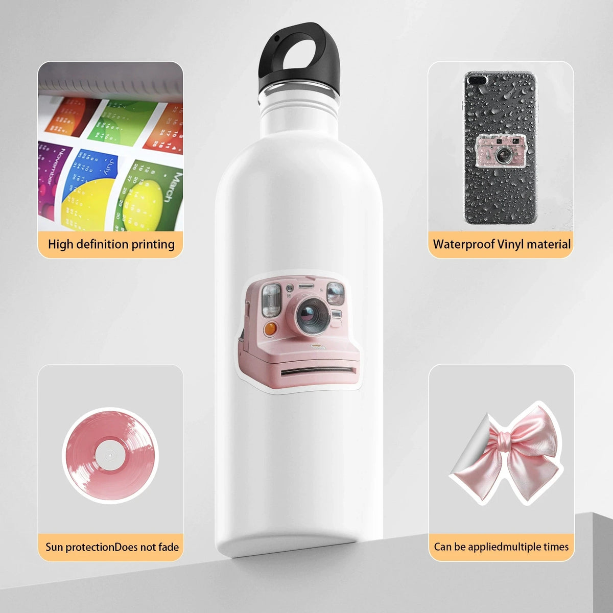 50-100PCS Pink Girl Aesthetic Graffiti Stickers Waterproof Cute Decals for Water Bottle Phone Case Notebook Scrapbook Gift Home