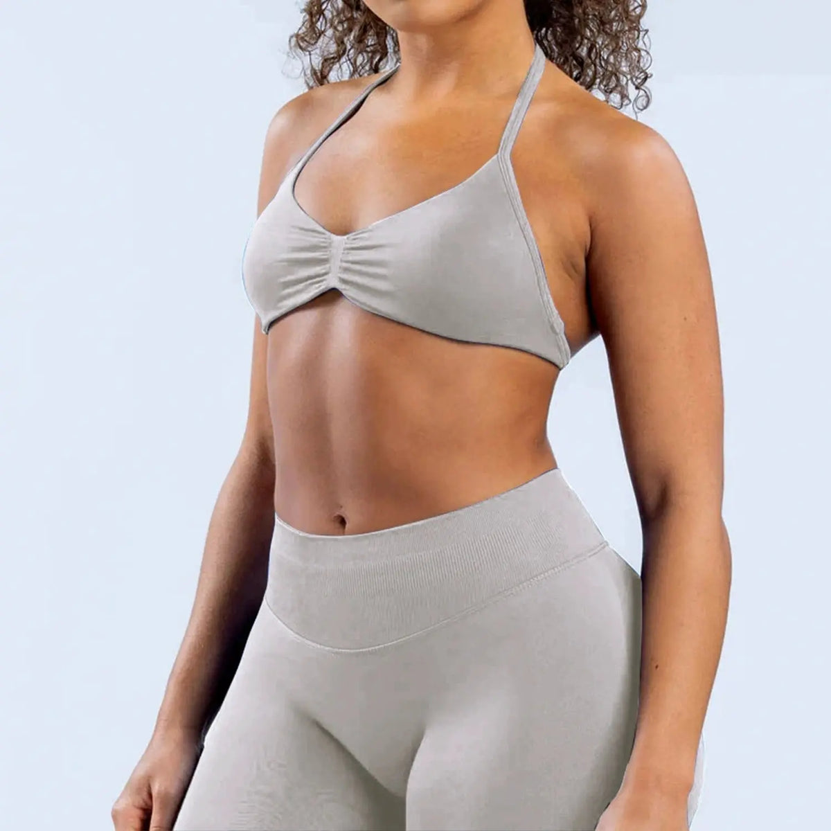 2PCS DF Gym Set Women Strappy Yoga Bra Top Sportswear Workout Scrunch Shorts Sports Suit Seamless Set Fitness Clothes