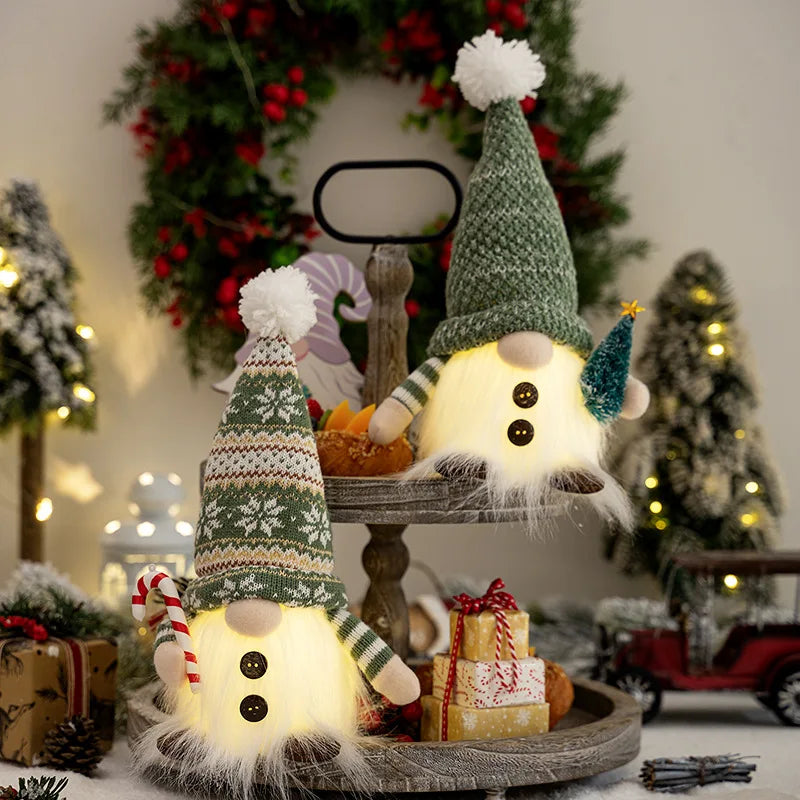 Glowing Knitted Gnome Doll with Led Night Light Christmas Decorations 2026 Home Xmas Tree Decor Navidad New Year 2027 Gift