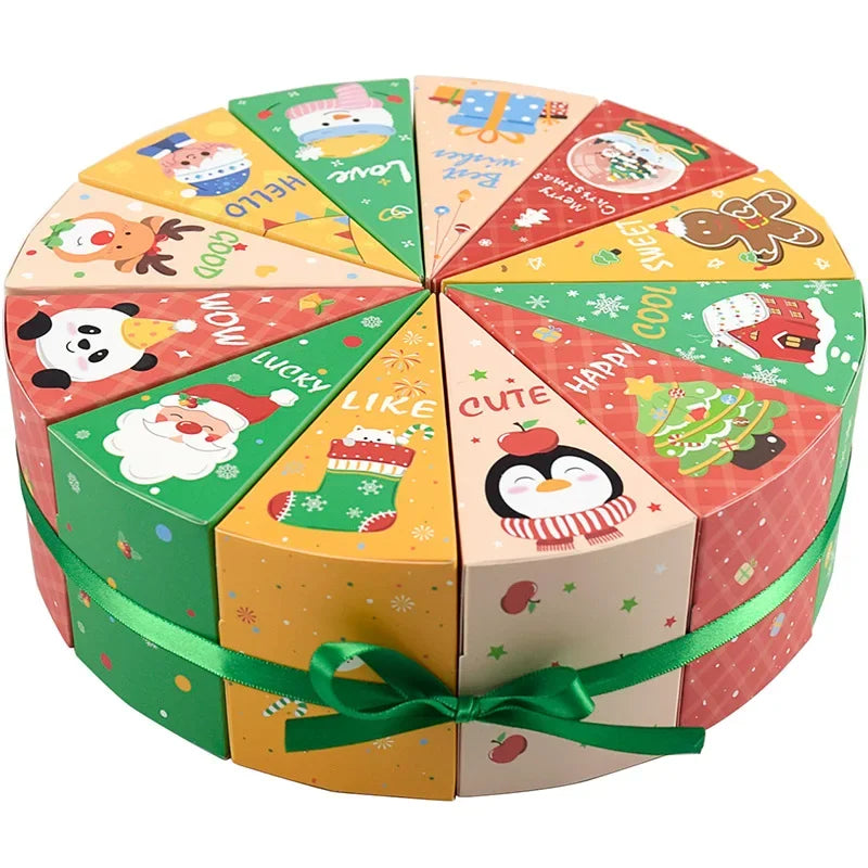 5 Lots of 60 Christmas Candy Boxes in Cake Shapes, DIY Funny 12-Day Christmas Countdown Surprise Gift Boxes for Xmas Party Supplies