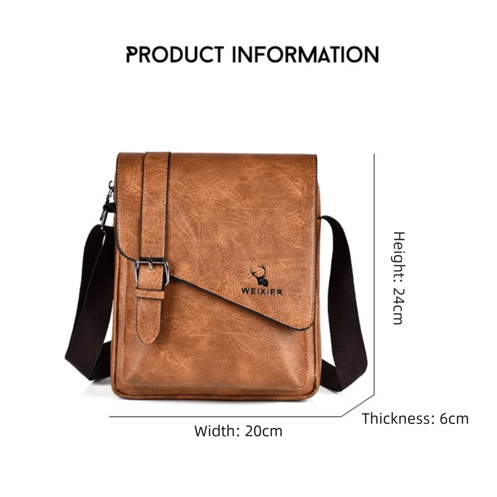 PU Leather Messenger Bag with Adjustable Strap