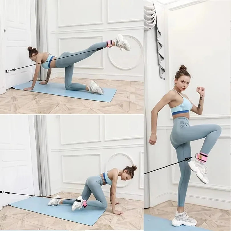 Resistance Band Set with Ankle Straps for Home Workouts