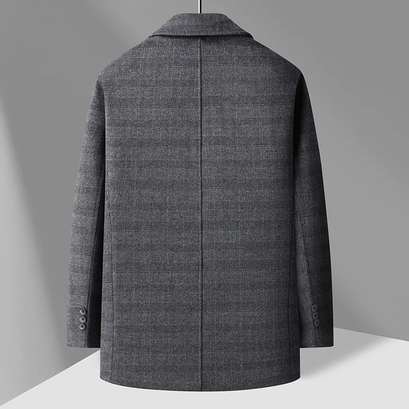 2026 Outdoor-Mode vielseitiger Herren-Trend, Business-Casual-Daunen-Innenfutter-Wollmantel für mittelalte und ältere Herren