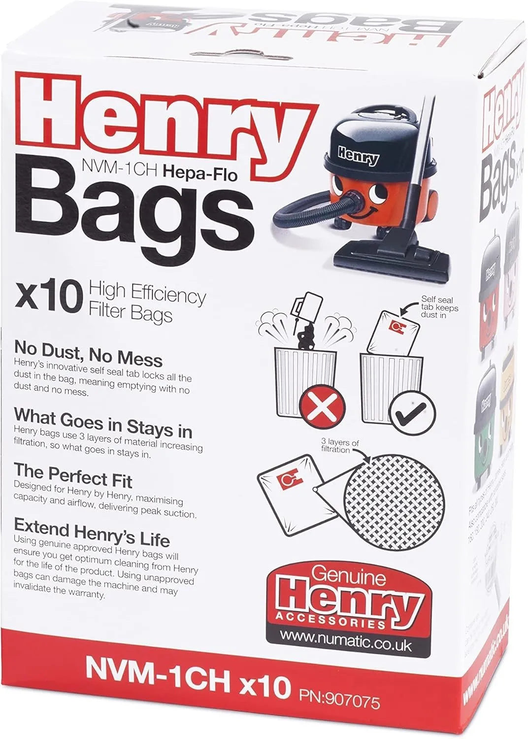 Avern Echte Numatic Hepa-Flo Staubsaugerbeutel Henry Hetty NRV Staubsaugerbeutel Staub B