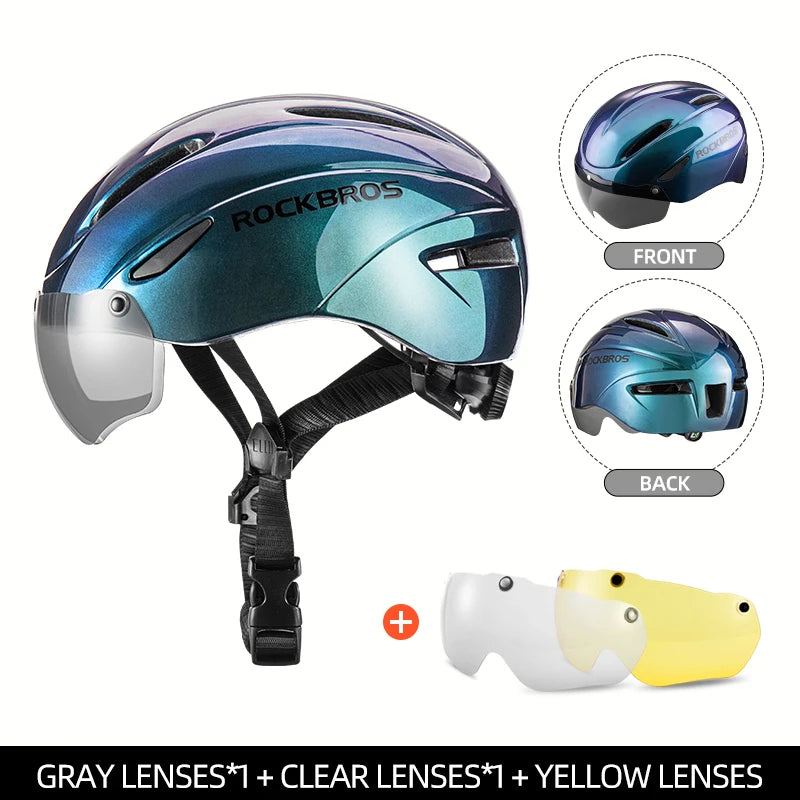 Casco de bicicleta ROCKBROS con luz LED recargable, casco de ciclismo para montaña y carretera, casco deportivo seguro para hombre