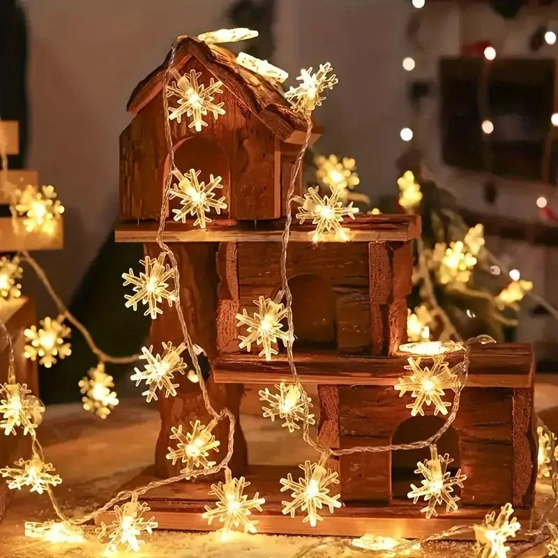 USB/Battery Powered Snowflake String Garland Fairy Lights Christmas Tree Halloween Holiday New Year Bedroom House Decor Lamp