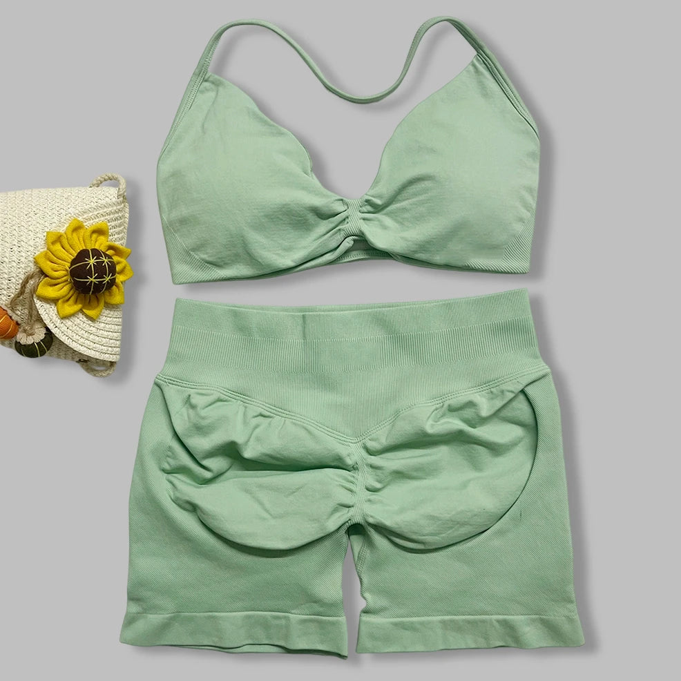 Ensemble yoga femme, 2 pièces, haut et short