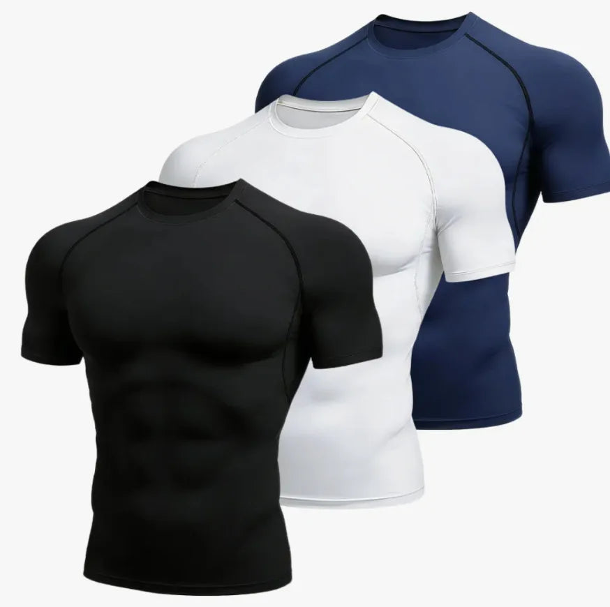 T-shirt uomo aderente in poliestere per allenamento