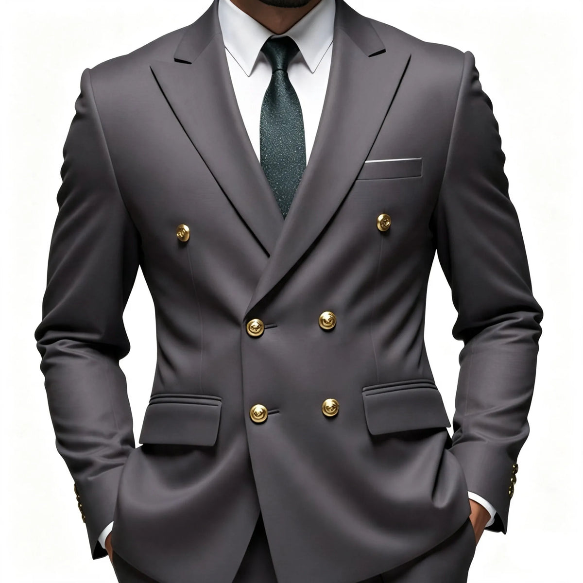 Business Men Suit Double Breasted Coat Jacket Blazer Tuxedos Tailored Peak Lapel Only Jacket