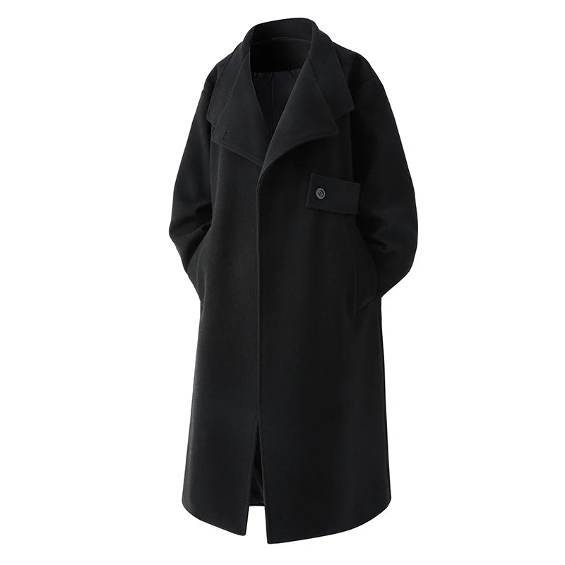 Autumn Winter Fashion Woolen Coats Men Long Trench Outwear Korean Style Youthful Vitality Casual Woolen Coat Loose Windbreaker