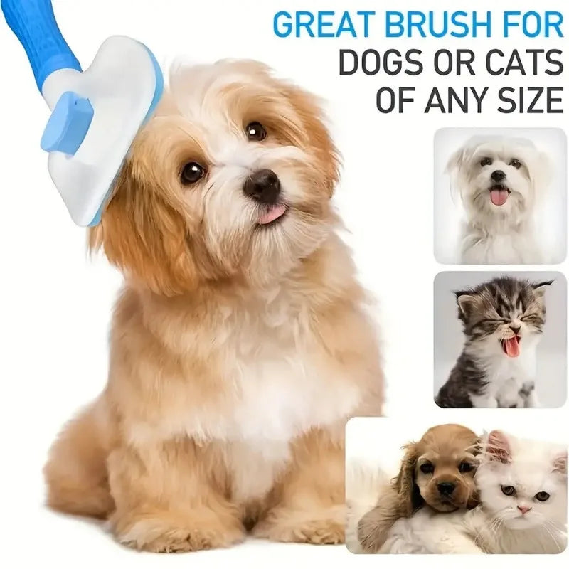 Brosse de toilettage Easy-Clean pour animaux, élimination des poils en un clic avec bouton autonettoyant – Spéciale chats et chiens, utilisable en toute saison