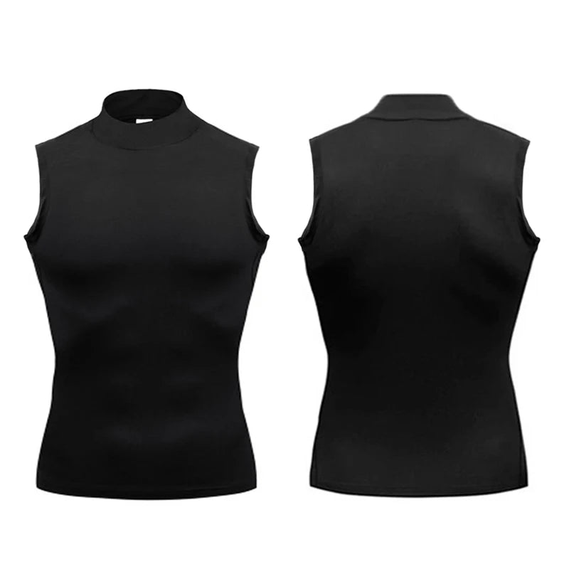 Maglia sportiva uomo senza maniche a collo alto