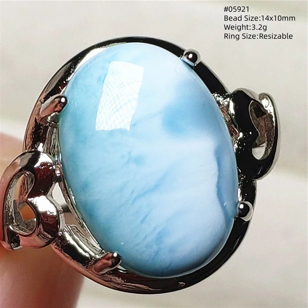 Anello regolabile in argento 925 con larimar