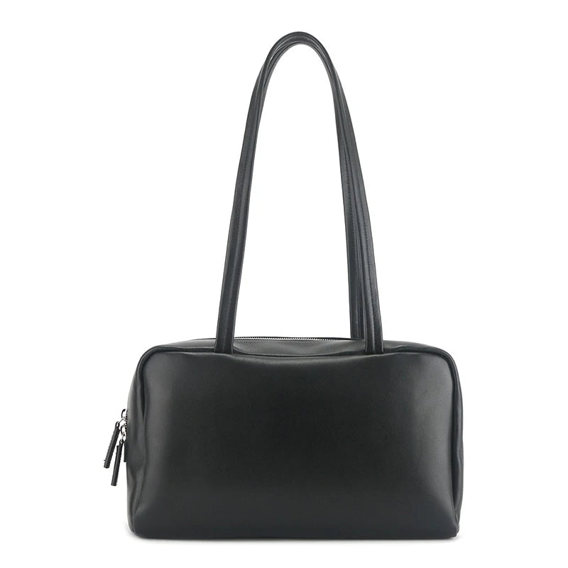 2026 Autumn Genuine Leather Women Handbags Casual Solid Totes Women Shoulder Bowling Bags Luxury Brand Cowhide Women Bags