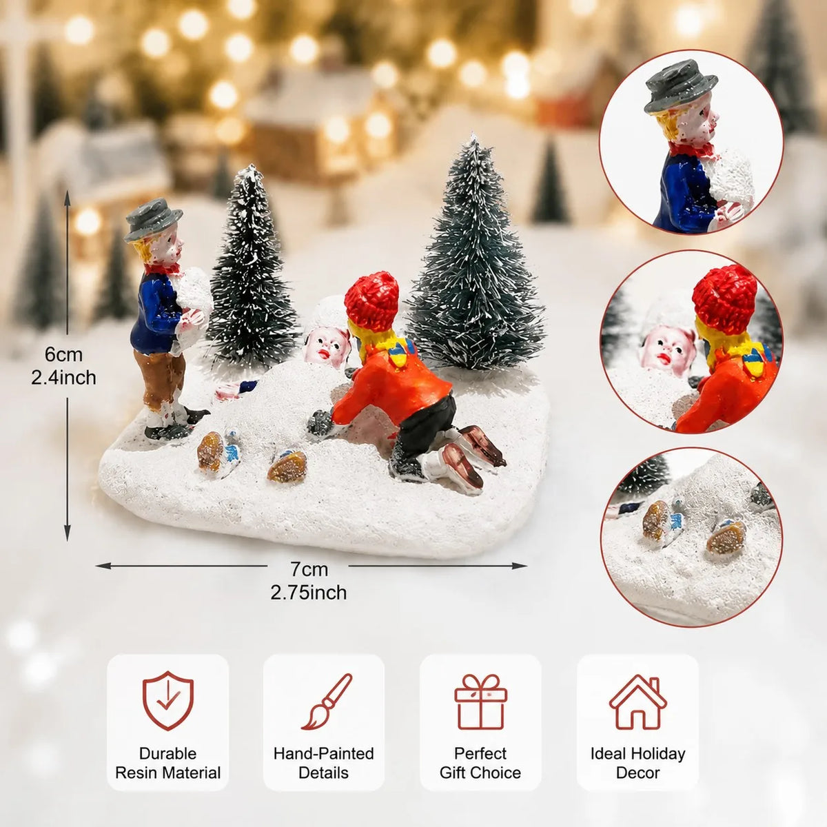 Weihnungsdorf-Set-Zubehör, Spielzeugfiguren für Kinder, sammelbare Modellbaufahrzeuge und -figuren, Dekoration für den Kamin zu Hause, Weihnachtsdekoration