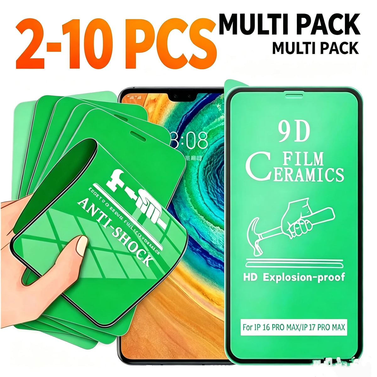 2-10PCS Ceramic Screen Protector For Apple iPhone 18 17Air 16 15 14 13 Pro Max Plus  Flexible Anti-Fingerprint Screen Guard Film