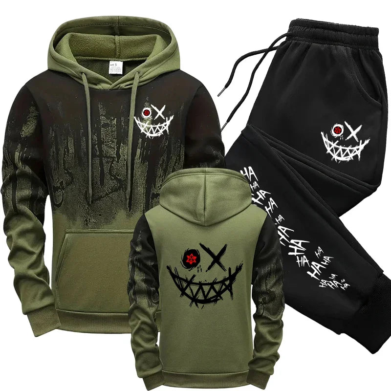 2025 Urban Fashion Hoodie-Sportbekleidungsset für Herren, Kapuzensweatshirt und Jogginghose, Herbst/Winter, lässiger Trainingsanzug für den Alltag