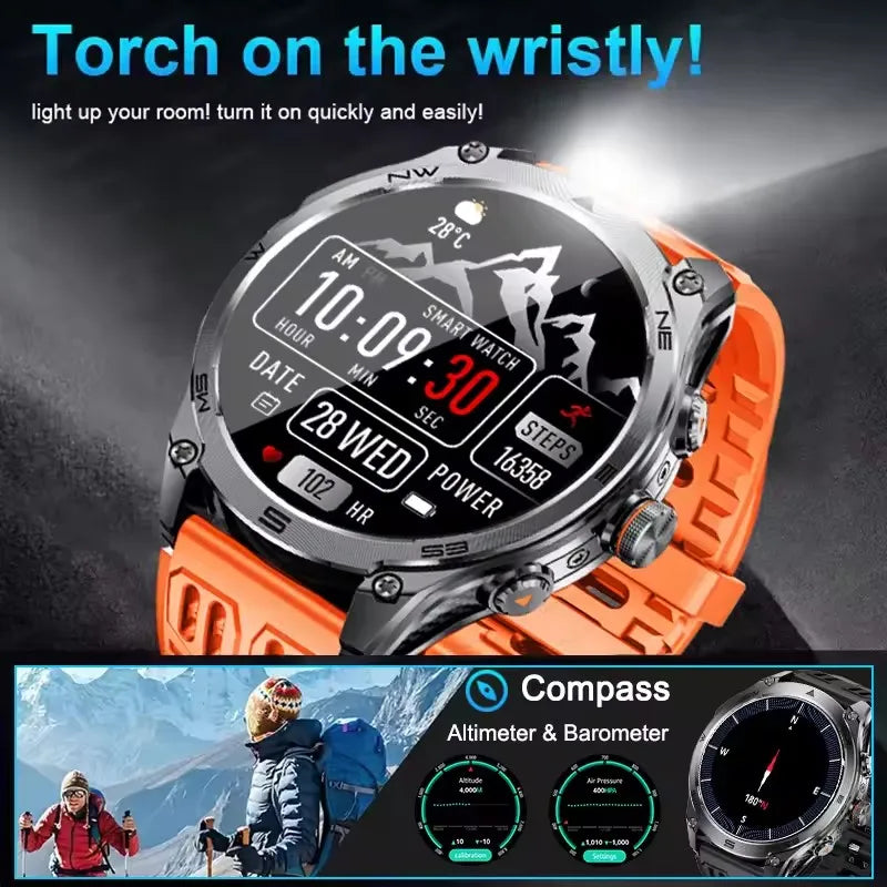 New For Android iOS GPS Smart Watch Men 1000mAh Battery 170+Sport Modes IP69K Waterproof Compass Military Grade Smartwatches2026