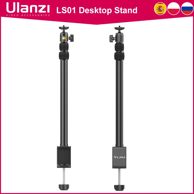 VIJIM LS01 Schreibtischlampen-Montagestativ 96 cm, verstellbares Tischstativ mit abnehmbarem Kugelkopf und 1/4-Gewinde für LED-Ringlicht