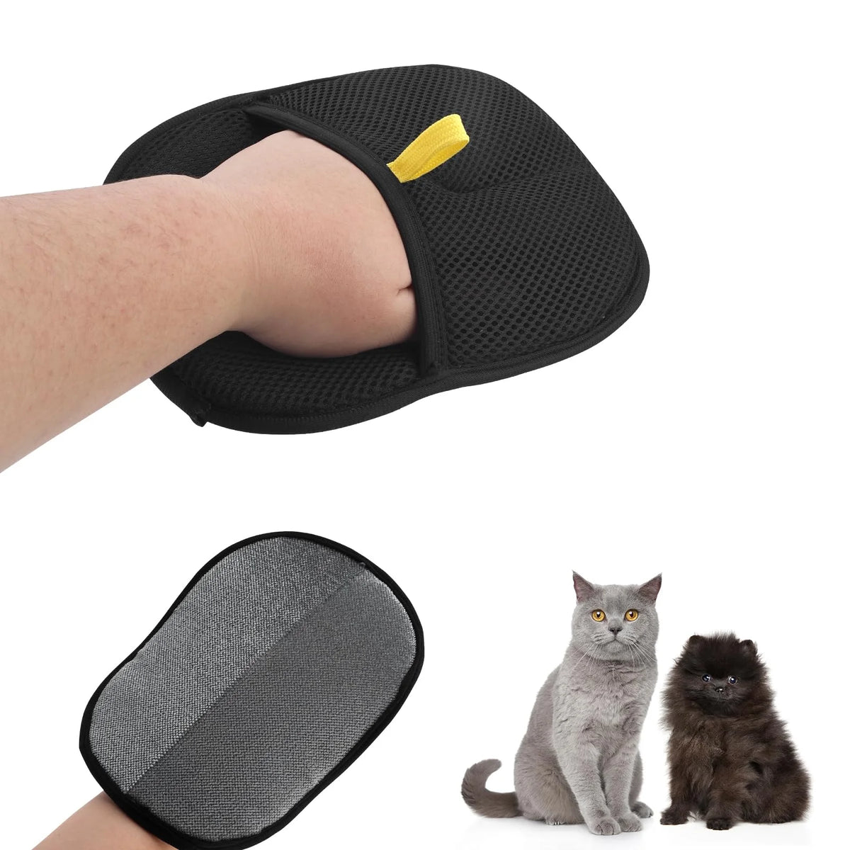 Herramienta reutilizable para eliminar pelo de mascotas con electricidad estática, guantes de aseo de doble cara para mascotas, elimina el pelo de mascotas de las alfombras