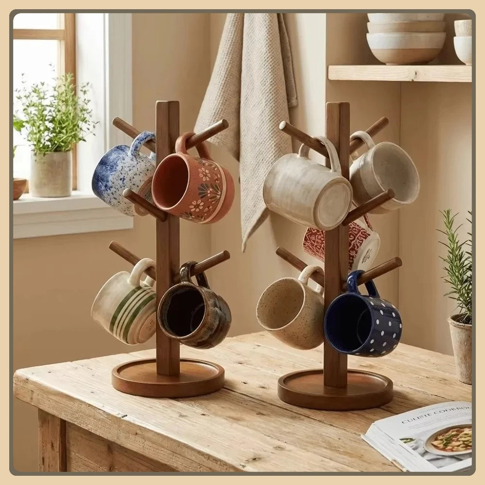 Soporte para tazas de café en forma de árbol, 4/6 ganchos, ahorrador de espacio, estante de exhibición colgante multifuncional, decoración de cocina, organizador de almacenamiento