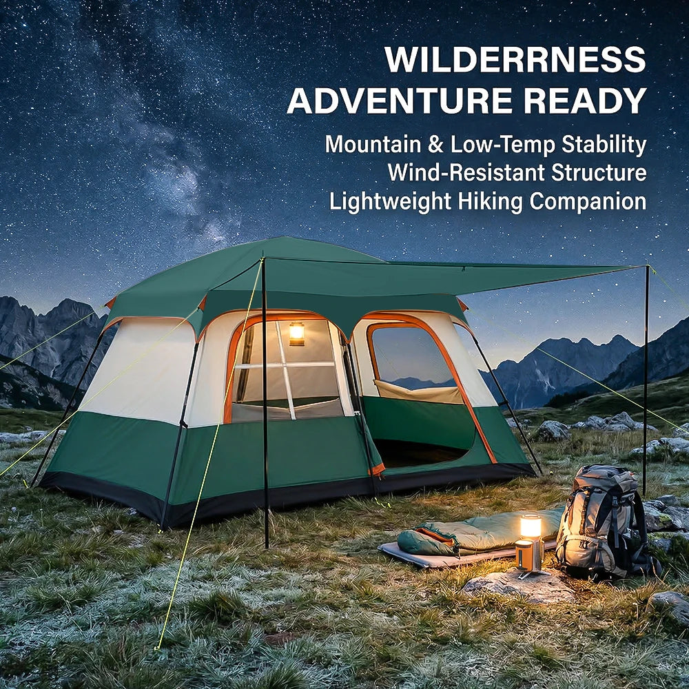 Portable Camping Tent 4-6 Person Outdoor Family Tent Extendable Canopy & Full Accessories UV Protection Anti Mosquito for Hiking Travel