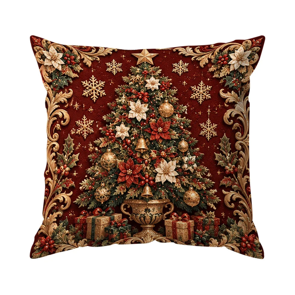 1/4 Stück Weihnachts-Reliefmuster-Kissen, Kissenbezug aus Polyester, Dekokissen, Kissenbezug für Zuhause, Auto und Sofa