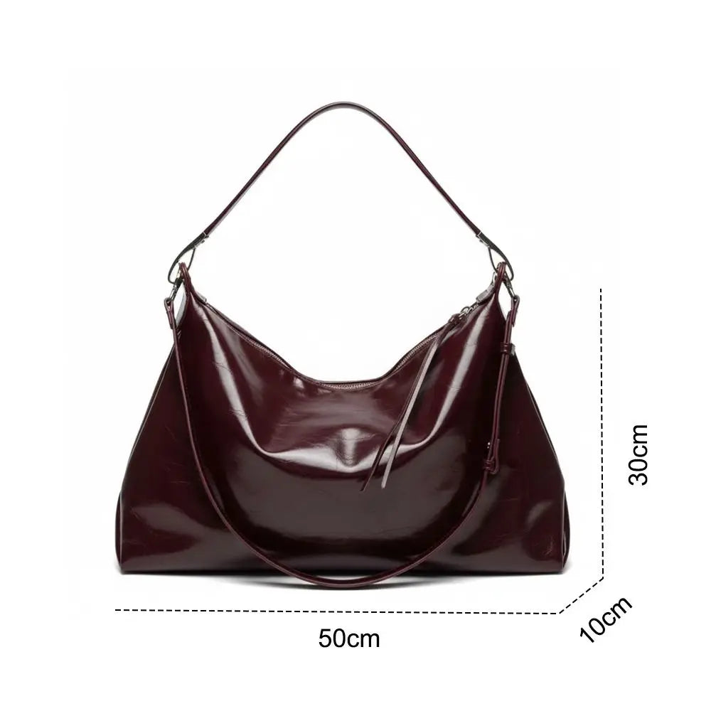Women Fashion Oil Wax Leather Cross-body Messenger Bag Versatile Large Capacity Shoulder Bags Luxury Design Elegant Tote Bag