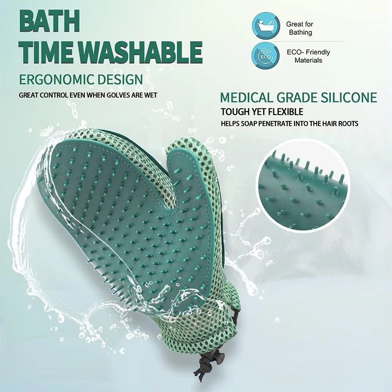 Gant de toilettage efficace pour animaux, éliminateur de poils pour chat et chien, outil de massage doux, brosse double face, sans stress, facile à laver à la main
