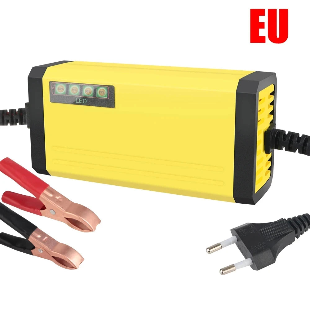 Cargador de batería para coche 12 V 2 A, 220 V, con reparación por pulsos, para baterías de plomo-ácido húmedas y secas, con pantalla LED, para motos y camiones