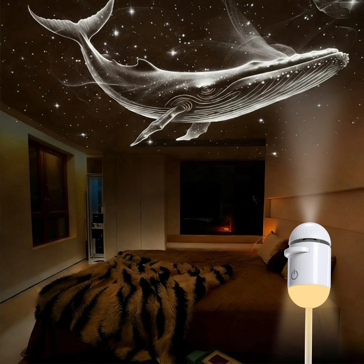 USB Mini Galaxy Sternenprojektor Stern mit Multi-Projektionsfolien Sternenhimmlische Weltraum-Atmosphäre Nachtlicht Kinder Auto Heimdekoration