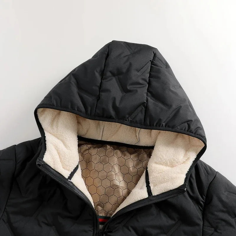 Autumn Winter Men's Hooded Parka Warm Windproof Padded Coats Casual Outdoor Skiing Fleece Jacket Male Fashion Thicken Coat