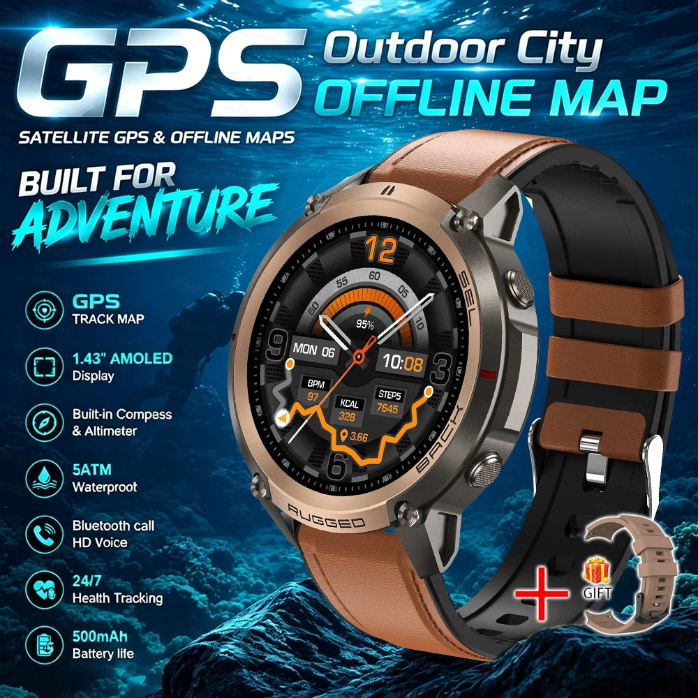 GPS Watch Professional Sport Smart Watch with Offline Map health Control Waterproof GPS Six-star positioning Tracking SmartWatch