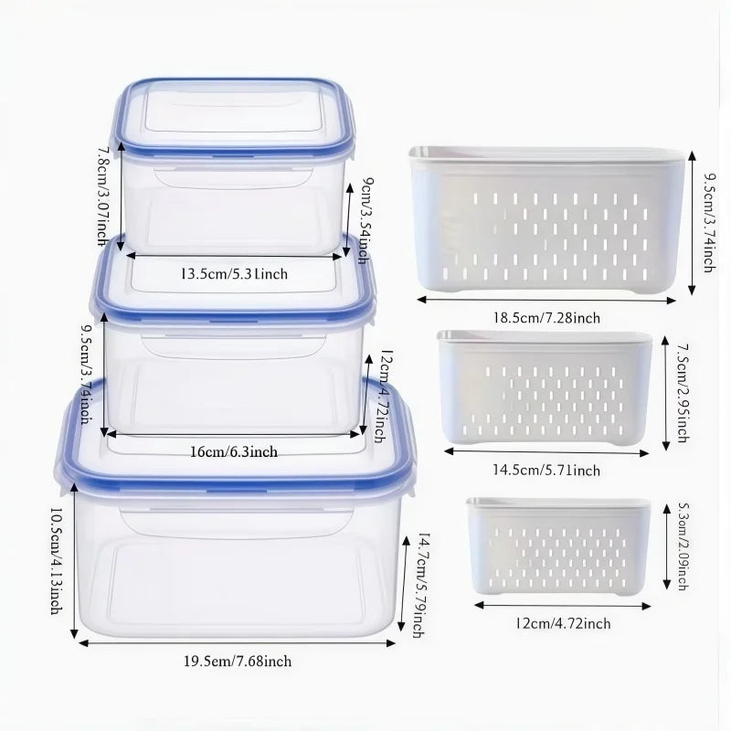 Lot de 6 contenants de grande capacité pour le rangement des fruits au réfrigérateur avec passoire amovible, garde les fruits rouges frais plus longtemps
