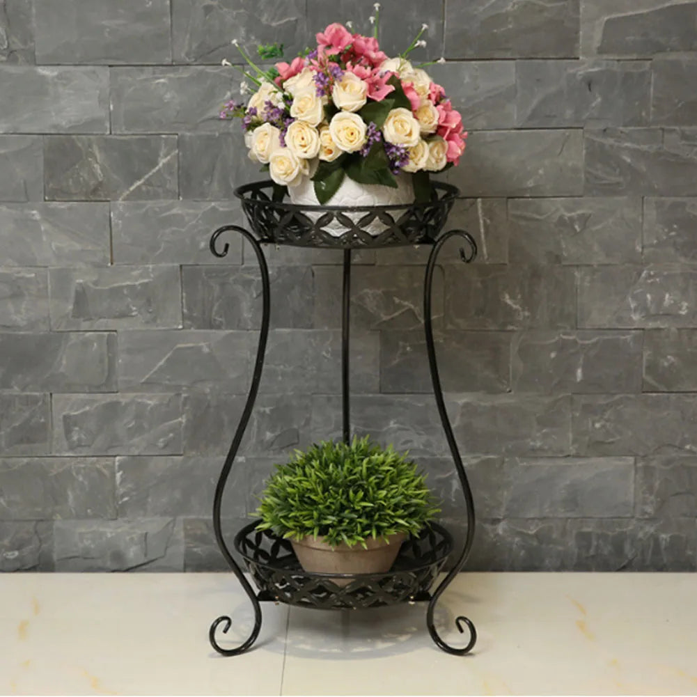 【Lifeideas】Support pour plantes vintage en métal à 2 niveaux, haut