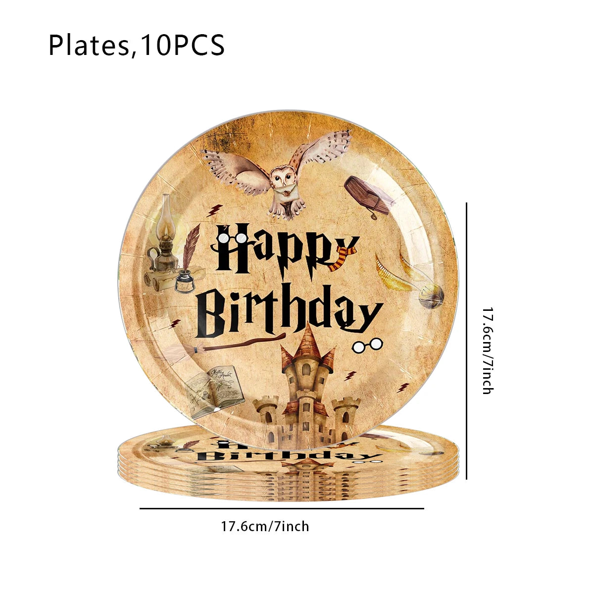 Decoración de cumpleaños con temática de academia de magia, platos, vasos, servilletas, banderín y vajilla Harries para fiestas de dibujos animados, recuerdos y regalos